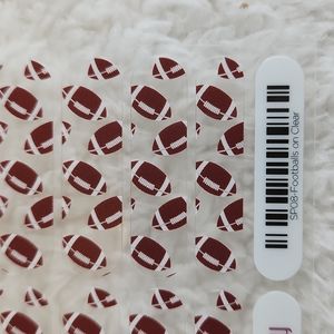 Jamberry nail wraps- Footballs on clear Full sheet brown white